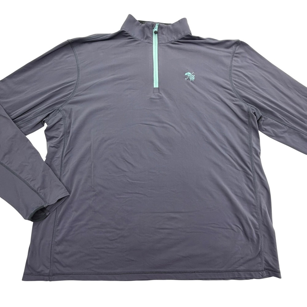 Greyson Golf Pullover Mens XL Gray 1/4 Zip Mock Neck Performance Jersey Logo